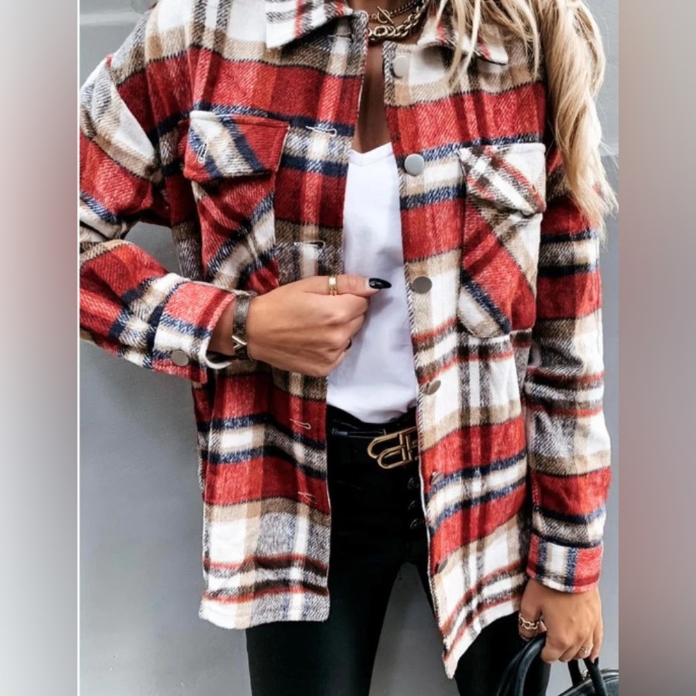 Multicolor red flannel jacket